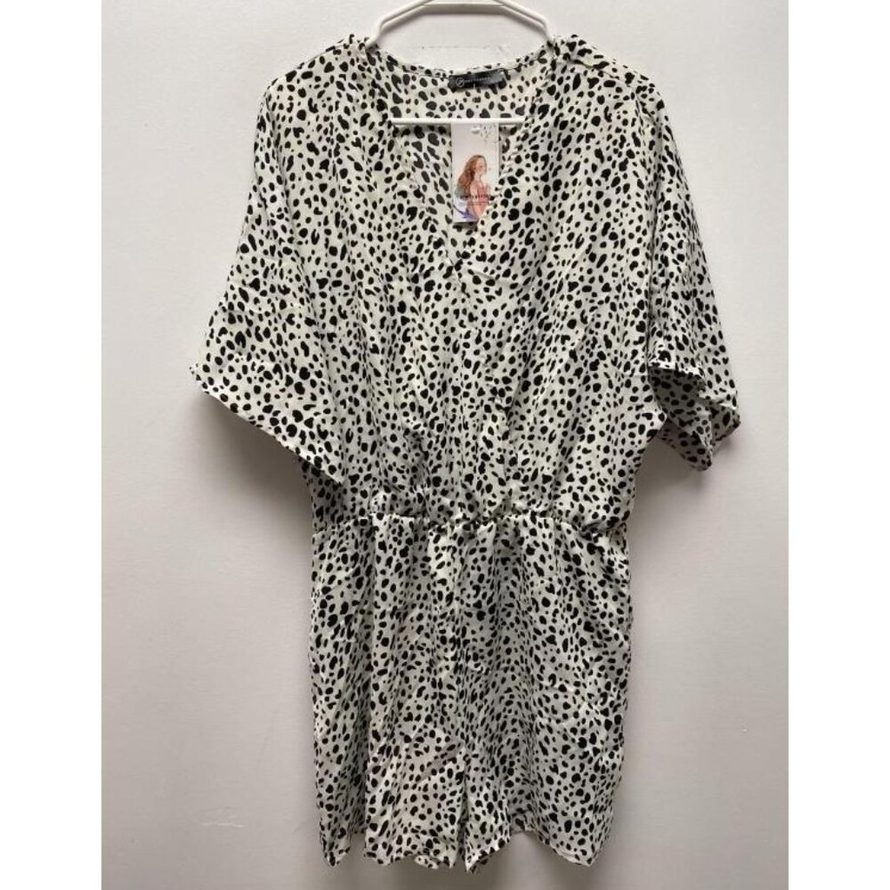 NEW PrettyGarden Womens Floral Print Shorts Jumpsuit Wrap 3/4 Sleeve Large